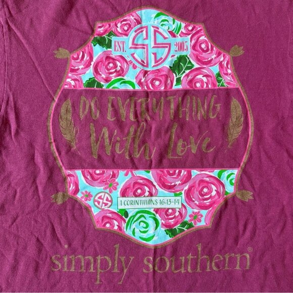 Simply Southern | Red & Gold "Do Everything With Love" Tee | Size Medium - Picture 6 of 14